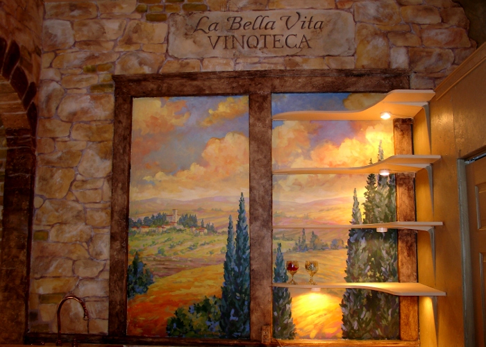 window-mural La Bella Vita's new Tuscan Wine Bar